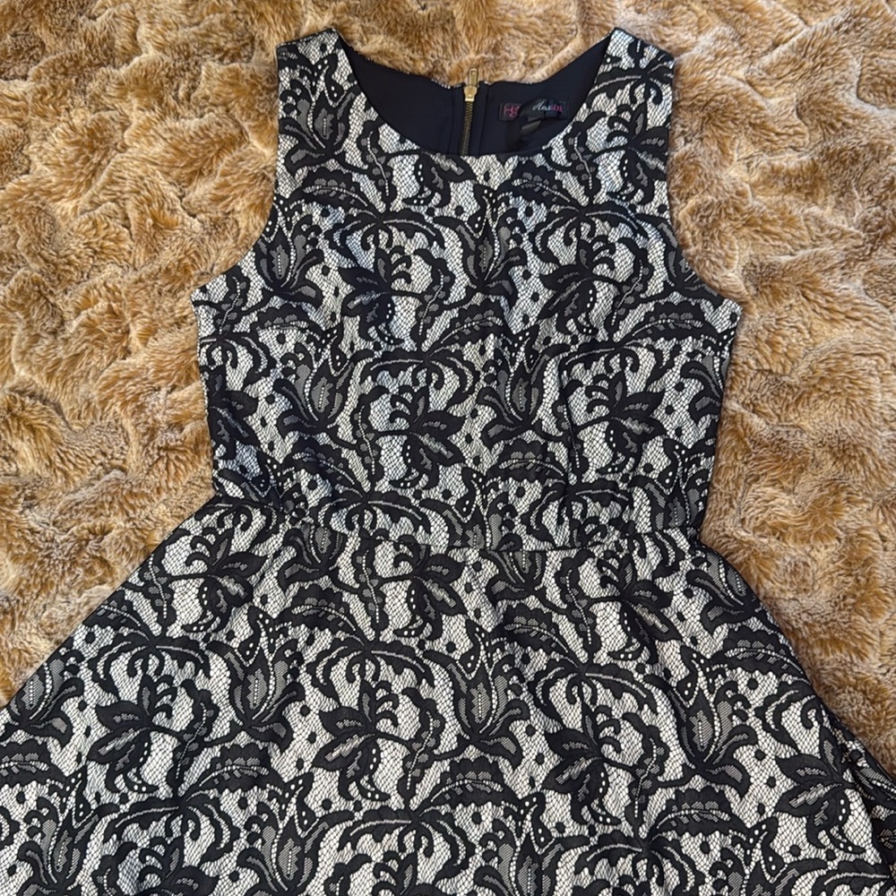 HEART SOUL SIZE M Elegant Black and cream Mini dress - Picture 6 of 11